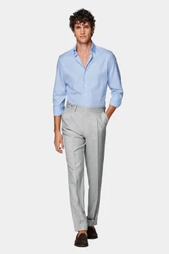 SUITSUPPLY Twill Hemd Hellblau Kariert Slim Fit-Männlich Klassische Hemden