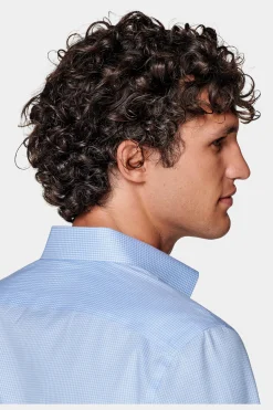SUITSUPPLY Twill Hemd Hellblau Kariert Slim Fit-Männlich Klassische Hemden