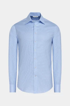 SUITSUPPLY Twill Hemd Hellblau Kariert Slim Fit-Männlich Klassische Hemden