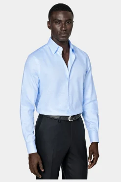 SUITSUPPLY Twill Hemd Hellblau Kariert Slim Fit-Männlich Klassische Hemden