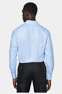 SUITSUPPLY Twill Hemd Hellblau Kariert Slim Fit-Männlich Klassische Hemden