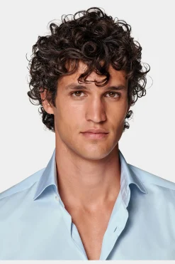 SUITSUPPLY Twill Hemd Hellblau Slim Fit-Männlich Klassische Hemden