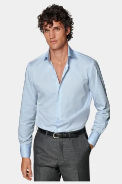 SUITSUPPLY Twill Hemd Hellblau Slim Fit-Männlich Klassische Hemden