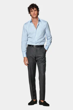 SUITSUPPLY Twill Hemd Hellblau Slim Fit-Männlich Klassische Hemden