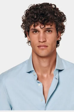 SUITSUPPLY Twill Hemd Hellblau Slim Fit-Männlich Casual Hemden