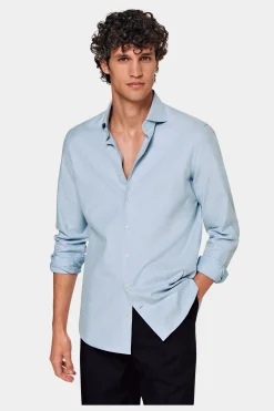 SUITSUPPLY Twill Hemd Hellblau Slim Fit-Männlich Casual Hemden