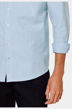 SUITSUPPLY Twill Hemd Hellblau Slim Fit-Männlich Casual Hemden