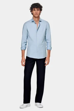 SUITSUPPLY Twill Hemd Hellblau Slim Fit-Männlich Casual Hemden