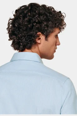 SUITSUPPLY Twill Hemd Hellblau Slim Fit-Männlich Casual Hemden