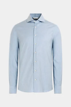 SUITSUPPLY Twill Hemd Hellblau Slim Fit-Männlich Casual Hemden