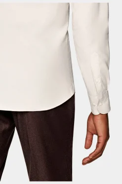 SUITSUPPLY Twill Hemd Hellbraun Slim Fit-Männlich Casual Hemden