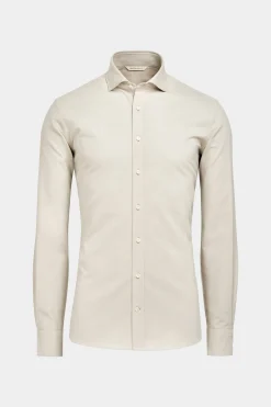 SUITSUPPLY Twill Hemd Hellbraun Slim Fit-Männlich Casual Hemden
