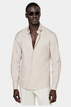 SUITSUPPLY Twill Hemd Hellbraun Slim Fit-Männlich Casual Hemden