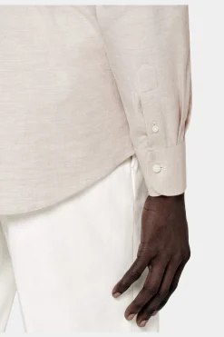 SUITSUPPLY Twill Hemd Hellbraun Slim Fit-Männlich Casual Hemden