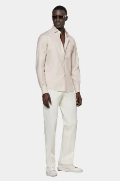 SUITSUPPLY Twill Hemd Hellbraun Slim Fit-Männlich Casual Hemden