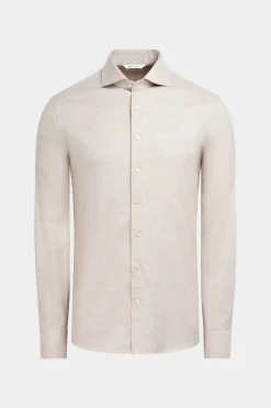 SUITSUPPLY Twill Hemd Hellbraun Slim Fit-Männlich Casual Hemden