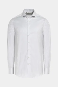 SUITSUPPLY Twill Hemd Hellgrau Gestreift Slim Fit-Männlich Klassische Hemden