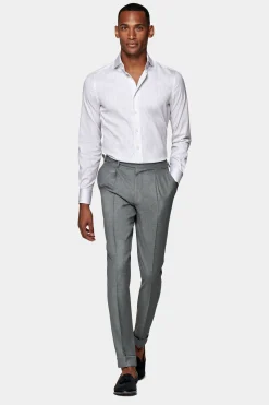 SUITSUPPLY Twill Hemd Hellgrau Gestreift Extra Slim Fit-Männlich Klassische Hemden