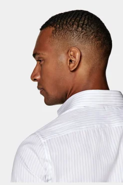 SUITSUPPLY Twill Hemd Hellgrau Gestreift Extra Slim Fit-Männlich Klassische Hemden