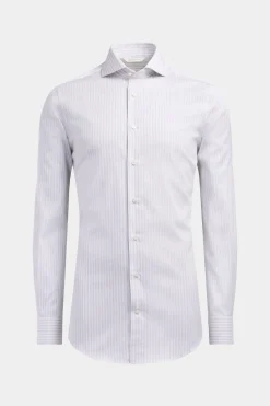 SUITSUPPLY Twill Hemd Hellgrau Gestreift Extra Slim Fit-Männlich Klassische Hemden