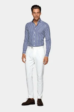 SUITSUPPLY Twill Hemd Navy Gestreift Extra Slim Fit-Männlich Klassische Hemden
