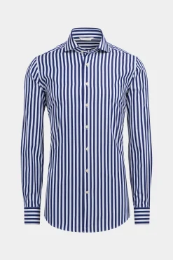 SUITSUPPLY Twill Hemd Navy Gestreift Extra Slim Fit-Männlich Klassische Hemden