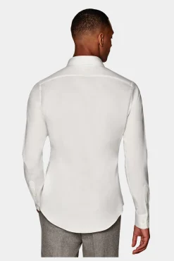 SUITSUPPLY Twill Hemd Off-White Slim Fit-Männlich Casual Hemden