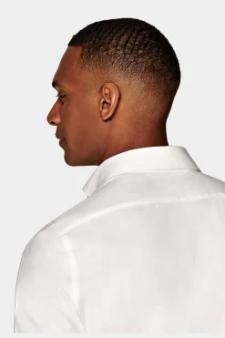 SUITSUPPLY Twill Hemd Off-White Slim Fit-Männlich Casual Hemden