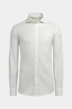 SUITSUPPLY Twill Hemd Off-White Slim Fit-Männlich Casual Hemden