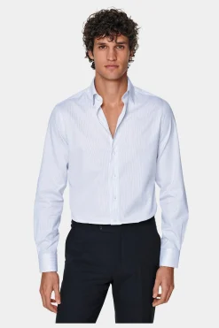 SUITSUPPLY Twill Hemd Weiß Gestreift Slim Fit-Männlich Klassische Hemden