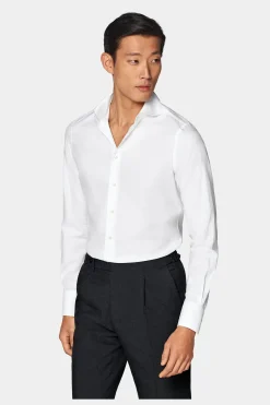 SUITSUPPLY Twill Hemd Weiss Extra Slim Fit-Männlich Klassische Hemden