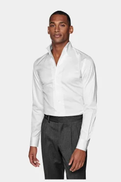 SUITSUPPLY Twill Hemd Weiss Extra Slim Fit-Männlich Klassische Hemden