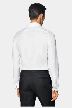SUITSUPPLY Twill Hemd Weiss Slim Fit-Männlich Klassische Hemden