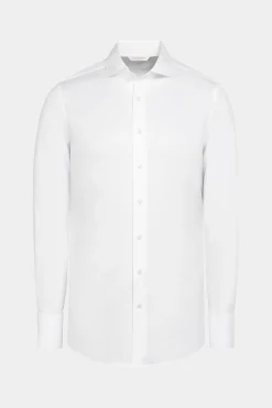 SUITSUPPLY Twill Hemd Weiss Slim Fit-Männlich Klassische Hemden
