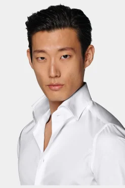 SUITSUPPLY Twill Hemd Weiss Slim Fit-Männlich Klassische Hemden