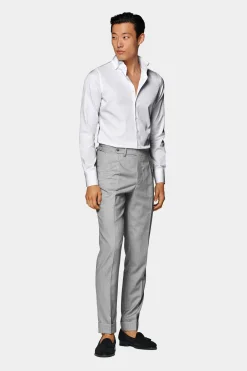 SUITSUPPLY Twill Hemd Weiss Slim Fit-Männlich Klassische Hemden