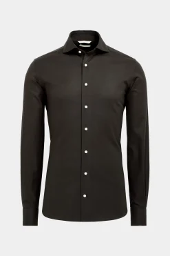 SUITSUPPLY Twill-Hemd Dunkelbraun Slim Fit-Männlich Casual Hemden