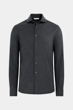 SUITSUPPLY Twill-Hemd Dunkelgrau Slim Fit-Männlich Casual Hemden