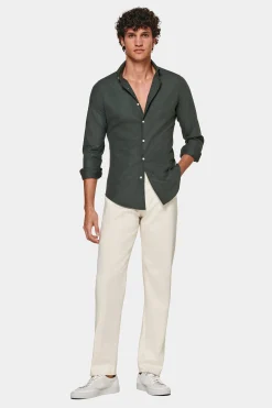 SUITSUPPLY Twill-Hemd Grün Slim Fit-Männlich Casual Hemden