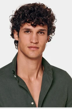 SUITSUPPLY Twill-Hemd Grün Slim Fit-Männlich Casual Hemden