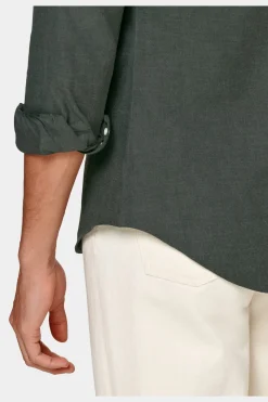 SUITSUPPLY Twill-Hemd Grün Slim Fit-Männlich Casual Hemden