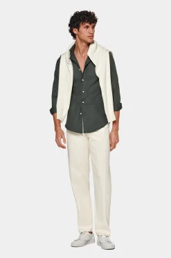 SUITSUPPLY Twill-Hemd Grün Slim Fit-Männlich Casual Hemden