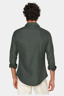 SUITSUPPLY Twill-Hemd Grün Slim Fit-Männlich Casual Hemden