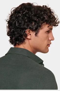 SUITSUPPLY Twill-Hemd Grün Slim Fit-Männlich Casual Hemden