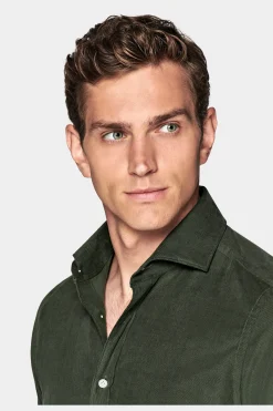 SUITSUPPLY Twill-Hemd Grün Slim Fit-Männlich Casual Hemden