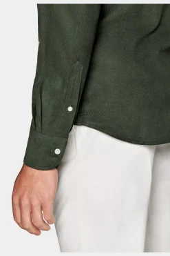 SUITSUPPLY Twill-Hemd Grün Slim Fit-Männlich Casual Hemden