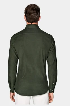 SUITSUPPLY Twill-Hemd Grün Slim Fit-Männlich Casual Hemden