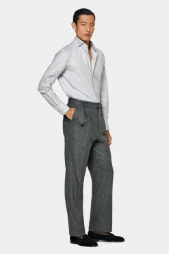 SUITSUPPLY Twill-Hemd Hellgrau Slim Fit-Männlich Casual Hemden