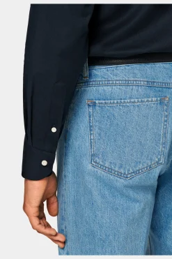 SUITSUPPLY Twill-Hemd Navy Slim Fit-Männlich Casual Hemden