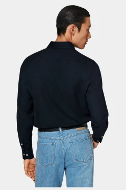SUITSUPPLY Twill-Hemd Navy Slim Fit-Männlich Casual Hemden